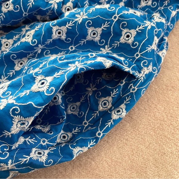 Rhode embroidered eyelet mini dress blue and white pockets size M - Picture 12 of 16